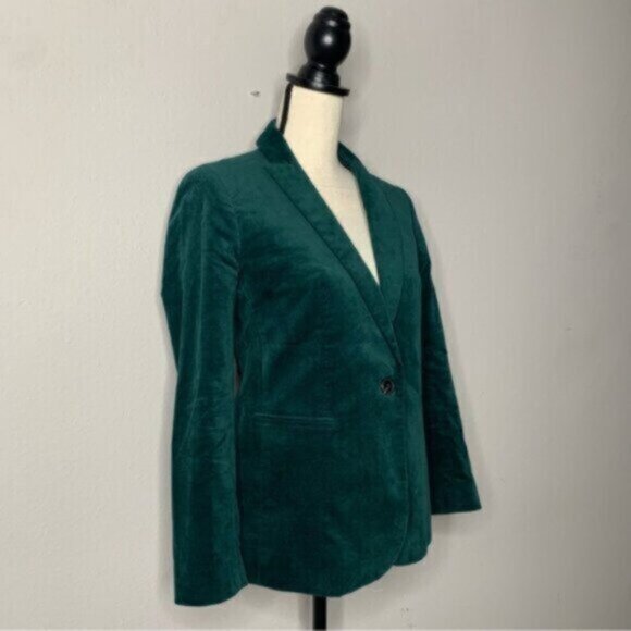 J. Crew Green Velveteen Single Breasted One-Button Blazer - Picture 4 of 14